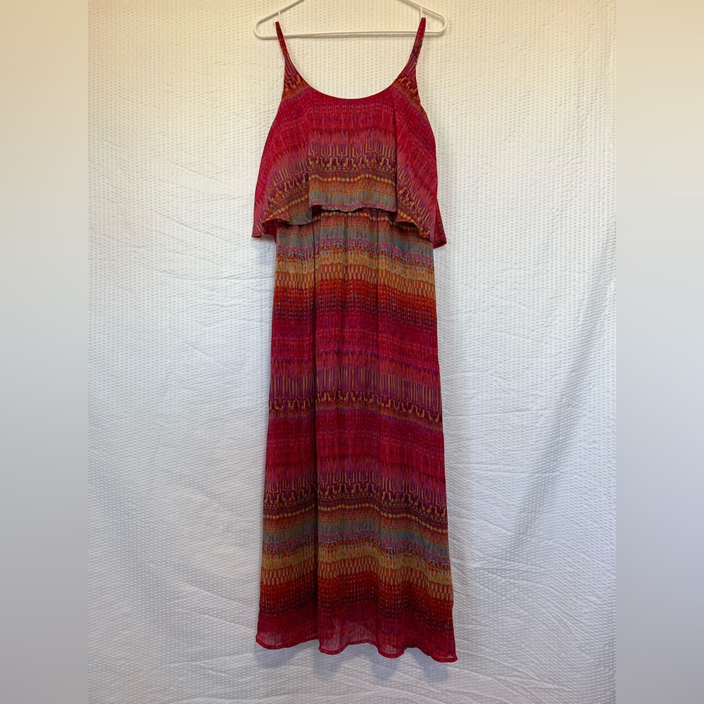 Women’s Faded Glory Multi Colored Tiered Boho Maxi Dress